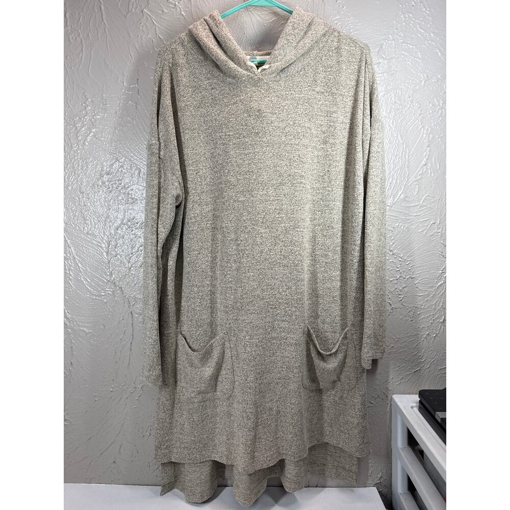 Kori America Womens Cream Tunic Shirt Long Sleeve Hooded‎ Size Medium NWT